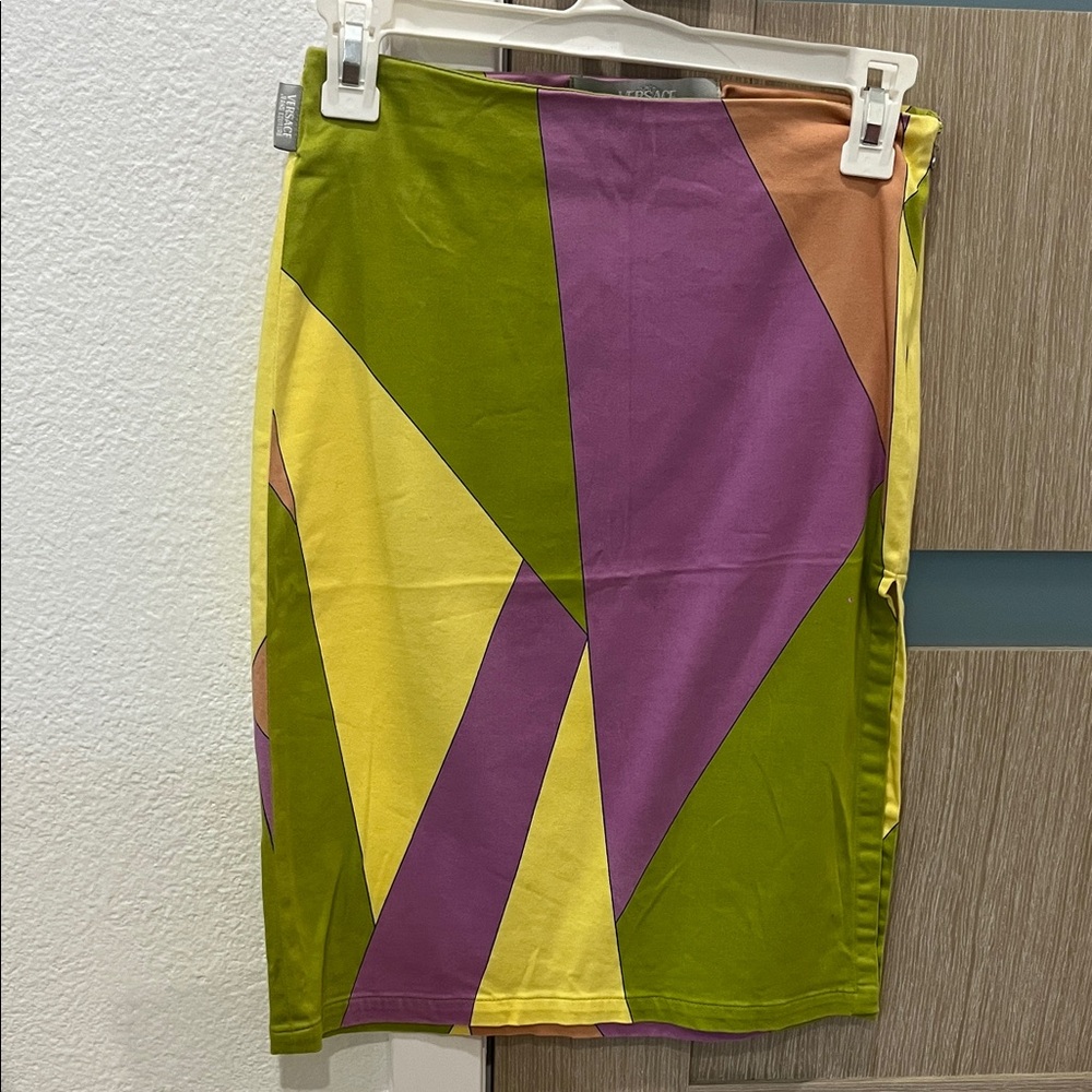 Versace Multicolor Geometric Pencil Skirt